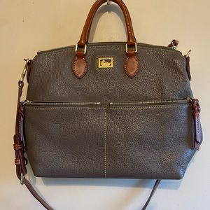 Dooney and Bourke gray “elephant” color Satchel with crossbody strap